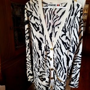 Literature Noir Zebra Cardigan